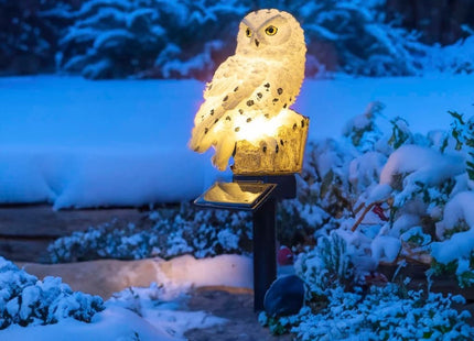 Haushalt - Tuinlamp Uil - Polyresin en Kunststof - Werkt op Zonne - energie - 15 X 45 Cm - MBDeals.nl