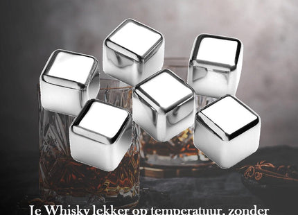 Haushalt - Whiskey Ijsblokjes - RVS - 2,7 X 2,7 X 2,7 Cm - 8 Stuks - MBDeals.nl