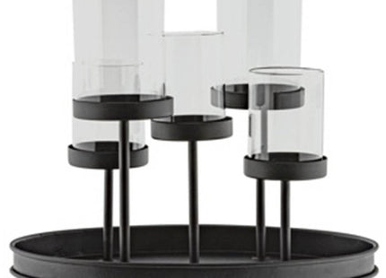 Hi - Kandelaar - Ruimte voor 5 Kaarsen - 25 X 15 X 20cm - Inclusief Glazen Houders - MBDeals.nl