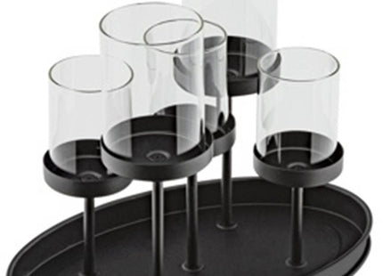 Hi - Kandelaar - Ruimte voor 5 Kaarsen - 25 X 15 X 20cm - Inclusief Glazen Houders - MBDeals.nl