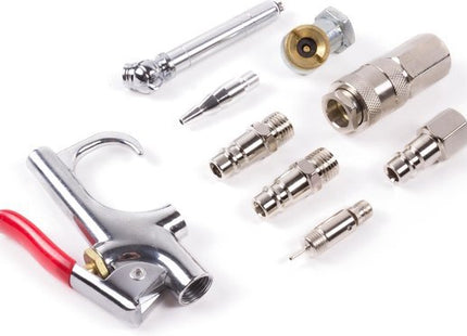 Hofftech luchtslang 8 meter, 10-delige set met blaaspistool en bandendrukmeter - MBDeals.nl