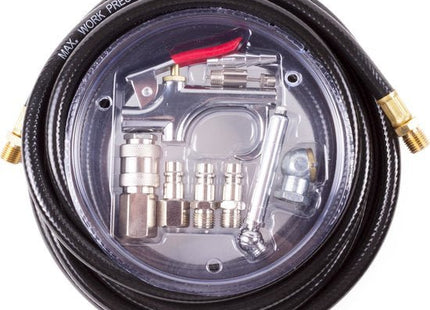 Hofftech luchtslang 8 meter, 10-delige set met blaaspistool en bandendrukmeter - MBDeals.nl