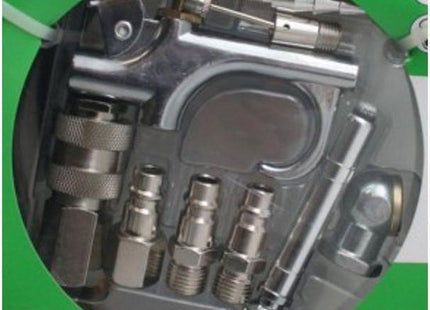 Hofftech luchtslang 8 meter, 10-delige set met blaaspistool en bandendrukmeter - MBDeals.nl