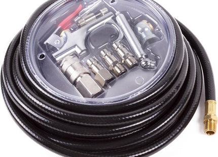 Hofftech luchtslang 8 meter, 10-delige set met blaaspistool en bandendrukmeter - MBDeals.nl