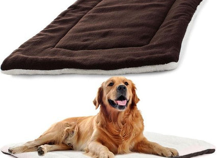 Hondenmand plat van stof 70 x 53 cm bruin-wit voor hond en kat - MBDeals.nl