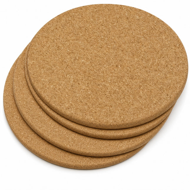 STEGGER pannenonderzetter kurk rond 16 cm, set van 4, hittebestendig tot 210 graden