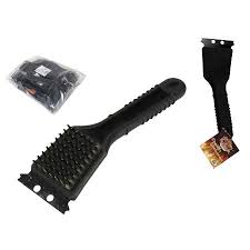 Gerimport - Barbecue Borstel en Schraper - 21 Cm - RVS - Kunststof Handgreep