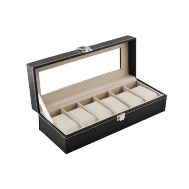 ISOTRADE - Luxe Horlogedoos - Zwarte Kleur - 6 Compartimenten - Geschikt voor Horloges en Sieraden - MBDeals.nl