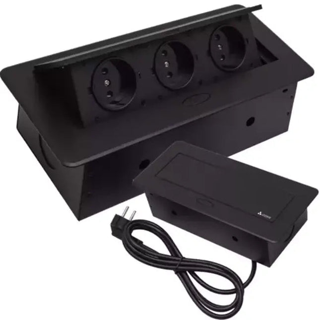 Izoxis - Triple Stopcontact - Inbouwbaar - Stijlvolle Stroomoplossingen - Inklapbaar - MBDeals.nl
