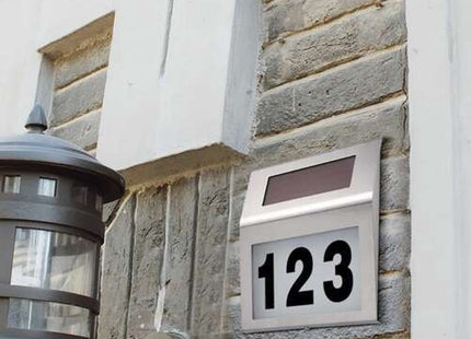 Izoxis - Zonne - energie Huisnummer - Roestvrij Staal - Inclusief Montageset - Cijfers en Letters Stickers Inbegrepen - MBDeals.nl
