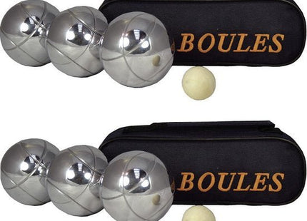 Jeu de boules set volwassenen in draagtas, 3 ballen van 740 gram en but, 2 sets