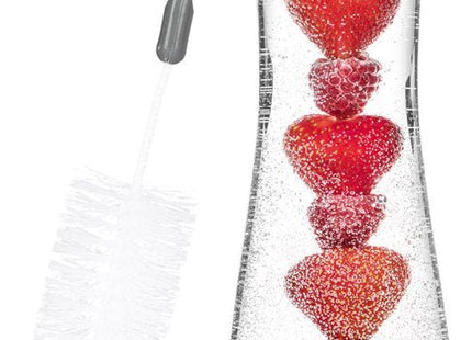 Karaf 1 liter van glas met rvs fruitspies en schoonmaakborstel - foto 3