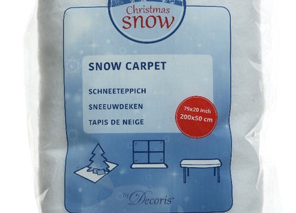 Sneeuwmat voor onder de kerstboom van wit polyester, 200 x 50 cm