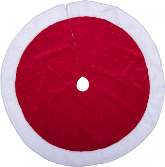 Kerstboomrok - Kerstboom Kleed - Kerstversiering - Rood Polyester - 100 cm - Rood/wit - MBDeals.nl