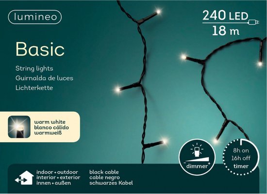 Kerstverlichting buiten 240 leds extra warm wit, 18 m, met timer en dimmer
