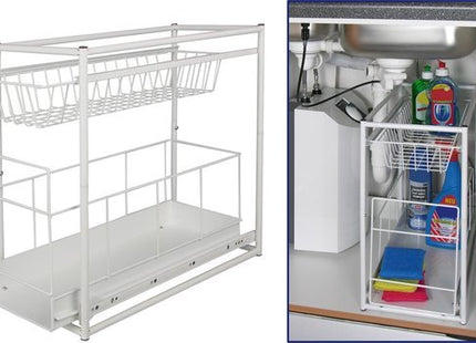 Keukenkast organizer uitschuifbaar van metaal, wit, 45 x 23 x 45 cm - foto 9