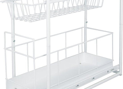 Keukenkast organizer uitschuifbaar van metaal, wit, 45 x 23 x 45 cm