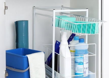 Keukenkast organizer uitschuifbaar van metaal, wit, 45 x 23 x 45 cm - foto 5
