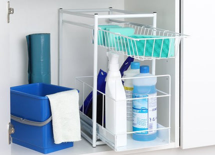 Keukenkast organizer uitschuifbaar van metaal, wit, 45 x 23 x 45 cm - foto 2