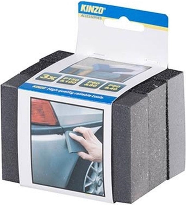 Kinzo - Sanding Block Set - 3 Stuks - Voor Autocarrosserie - P150&100, P60&80, P60&40 - MBDeals.nl