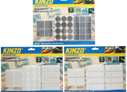 Kinzo - Skid Pads - Set van 28 Stuks - Ronde en Vierkante Vormen - Grijs/Wit - MBDeals.nl