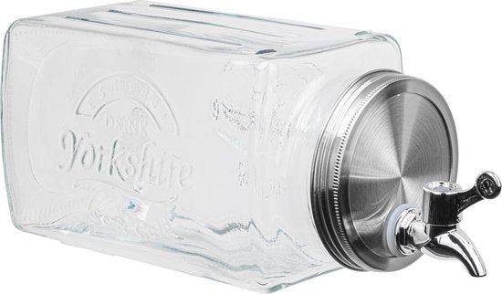 Koelkast drankdispenser van glas met tapkraan, 3,8 liter, 32,5 x 15 cm