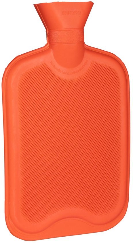 Warmwaterkruik 2 liter van natuurrubber met ribbels, rood