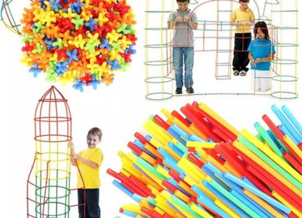 Kruzzel - Blokken Rietjes Set - 408 Onderdelen - Stimuleert Creativiteit - Geschikt voor Kinderen - MBDeals.nl