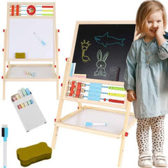 Kruzzel dubbelzijdig educatief bord van hout, incl. krijt, spons en stift