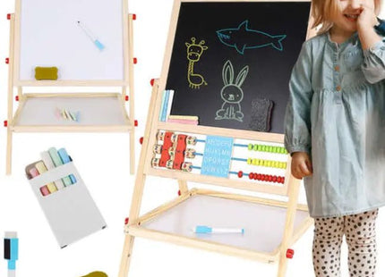 Kruzzel - Educatief Bord - Dubbelzijdig - Houten Constructie - Incl. Krijt, Spons en Stift - MBDeals.nl