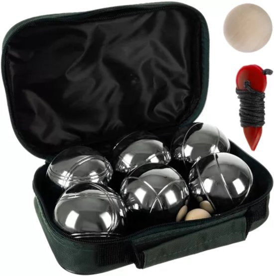 Kruzzel jeu de boules set met 6 chromen ballen en draagtas