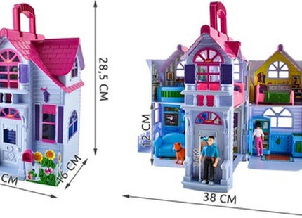 Kruzzel - Poppenhuis - Opvouwbaar - Kleurrijke Meubels en Accessoires - Grote Handgreep - MBDeals.nl