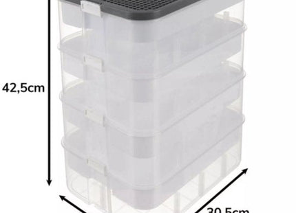 Kruzzel stapelbox 4 lagen met verdelers voor bouwsteentjes, 35 liter transparant - MBDeals.nl