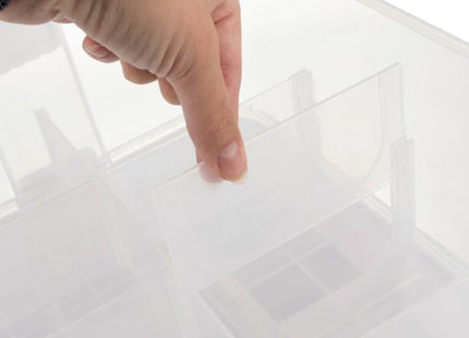 Kruzzel stapelbox 4 lagen met verdelers voor bouwsteentjes, 35 liter transparant - MBDeals.nl