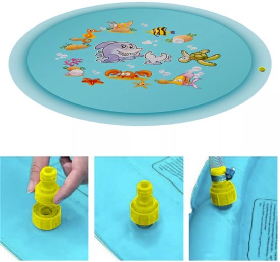 Kruzzel waterspeelmat 150 cm met fonteineffect voor kinderen, zeethema