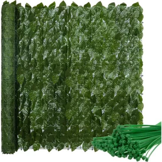 Kunsthaag hedera 300 x 50 cm groen, 5 panelen met 100 kabelbinders - MBDeals.nl