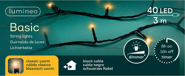 Lumineo - LED Basisverlichting - 40 Lampjes - 300 Cm Lang - Voor Binnen & Buiten - MBDeals.nl
