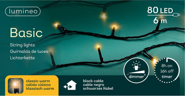 Lumineo - LED Basisverlichting - 80 Lampjes - 600 Cm Lang - Voor Binnen & Buiten - MBDeals.nl