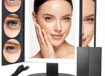 Make up spiegel met LED verlichting en 3x, 5x en 10x vergroting, zwart