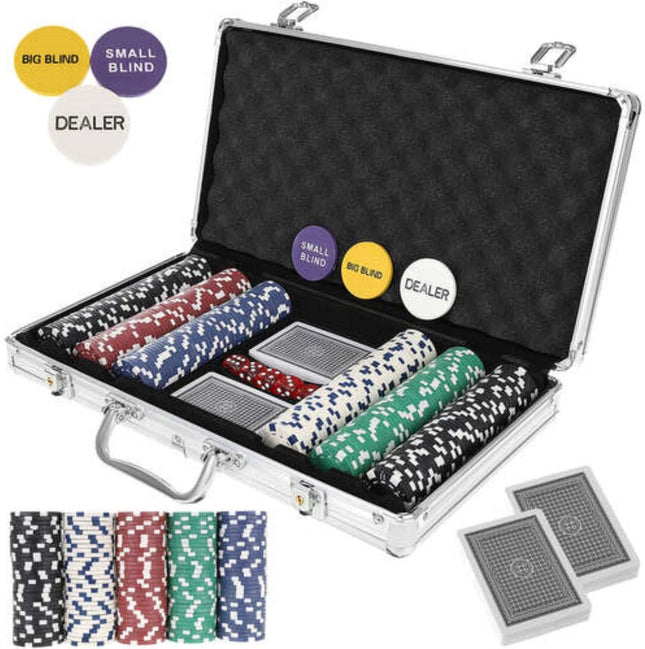 Malatec - Poker Set 300 Chips - Aluminium Koffer - Inclusief Speelmat - 10 g Chips - MBDeals.nl