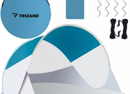Malatec pop up strandtent 220 x 120 x 90 cm, vouwbare beach tent in turquoise en grijs - MBDeals.nl