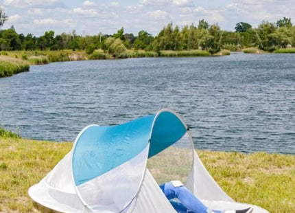 Malatec pop up strandtent 220 x 120 x 90 cm, vouwbare beach tent in turquoise en grijs - MBDeals.nl