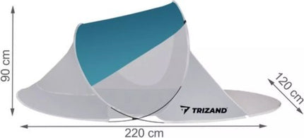 Malatec pop up strandtent 220 x 120 x 90 cm, vouwbare beach tent in turquoise en grijs - MBDeals.nl