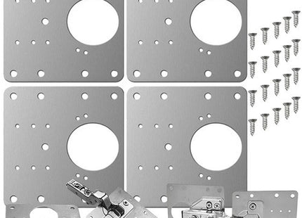 Malatec - Scharnier Reparatie Plaat - Inclusief 20 Schroeven - 4 Stuks - Metaal - Afmetingen 9x9cm - MBDeals.nl