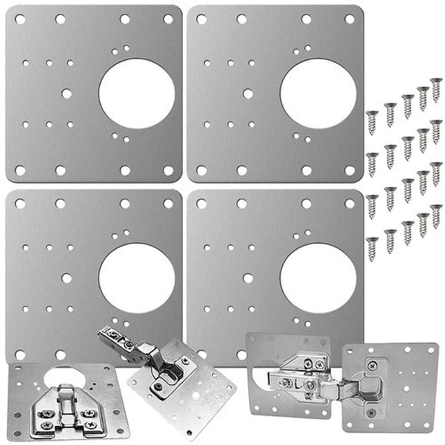 Malatec - Scharnier Reparatie Plaat - Inclusief 20 Schroeven - 4 Stuks - Metaal - Afmetingen 9x9cm - MBDeals.nl