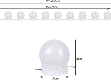 Malatec – Spiegellampen – 10 LED Lampen – 11 Lichtniveaus – Bedieningspaneel - MBDeals.nl