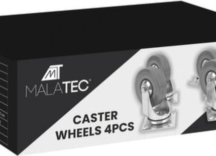 Malatec - Zwenkwielen - 4 Stuks met Rem - Rubber en Verzinkt Staal - Maximale Belasting 220 Kg - MBDeals.nl