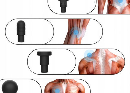 Massage pistool draadloos met 4 opzetstukken en 6 standen, zwart - foto 4