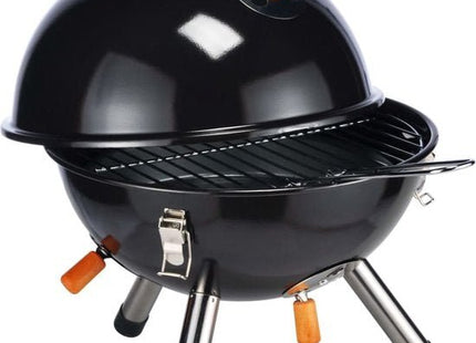 Mini kogelbarbecue op houtskool met deksel, rooster 29 cm, zwart