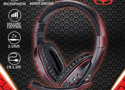 No Fear - Gaming Headset – 1.5 M Kabel – 40 MM Drivers – Opvouwbare Microfoon – Zwart/Rood - MBDeals.nl